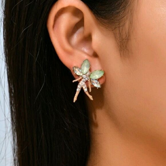 Fairy Tinkerbell Sparkling Rhinestones Earrings - Picture 9 of 12